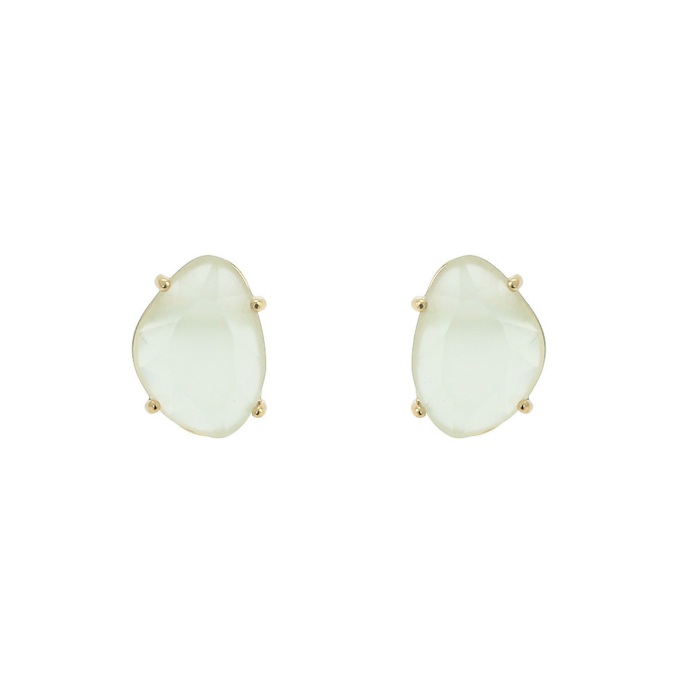 Classic gold stud earrings with green stone