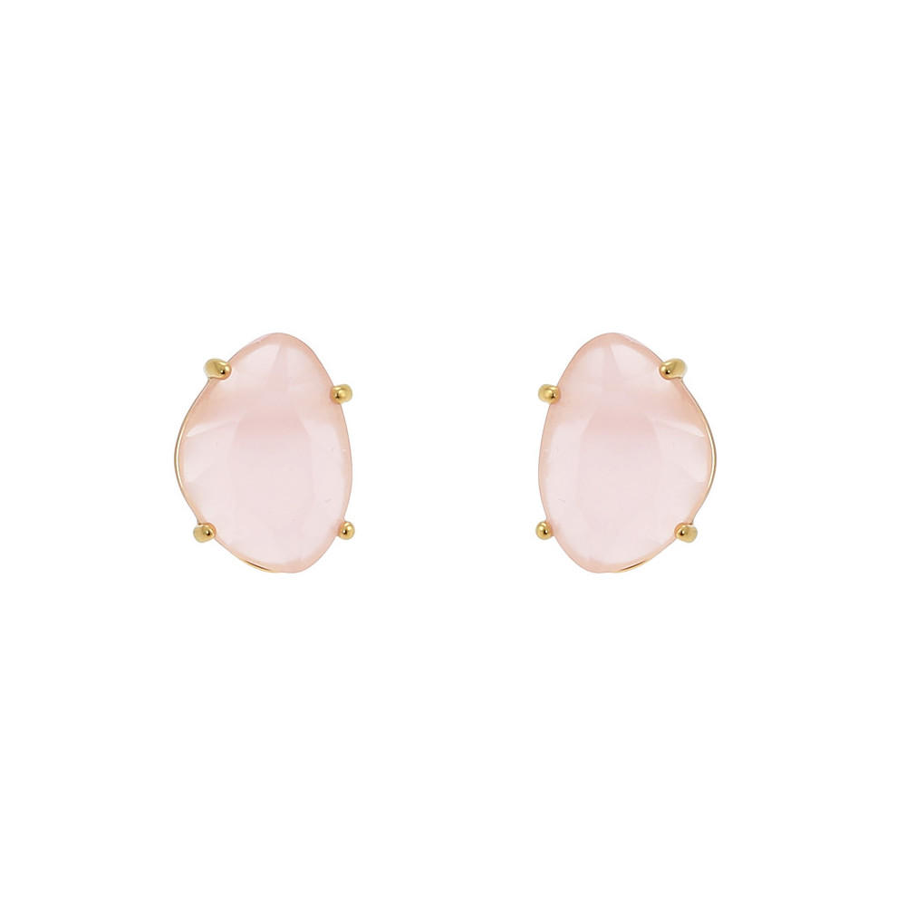 Klassiska örhängen i guld med rosa sten