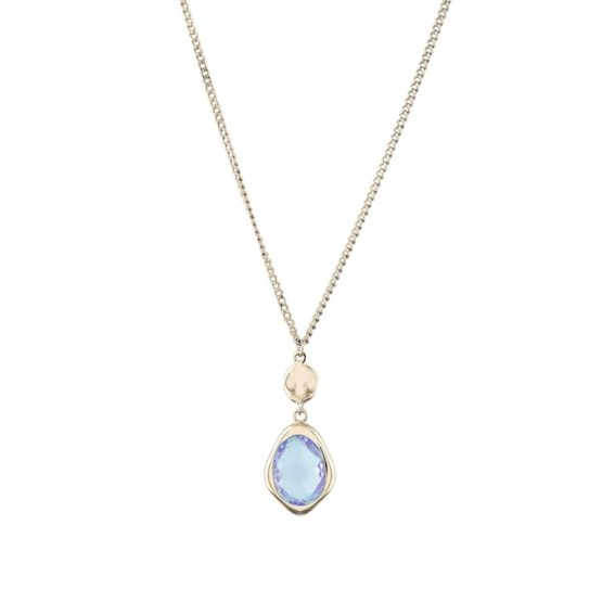 18 K gold plated, long necklace with blue stone