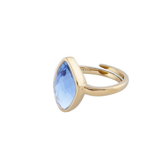 18 k plated gold ring with blue stone