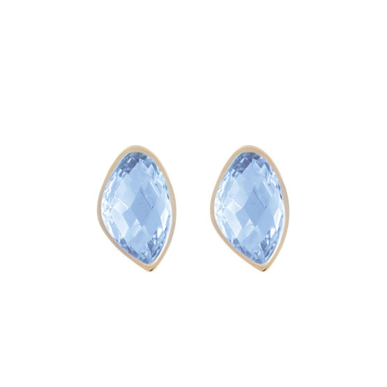 Star of Sweden gold earrings with blue stone