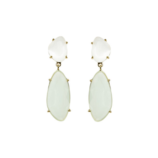 Starlight Gold Droplets Earrings with green stone