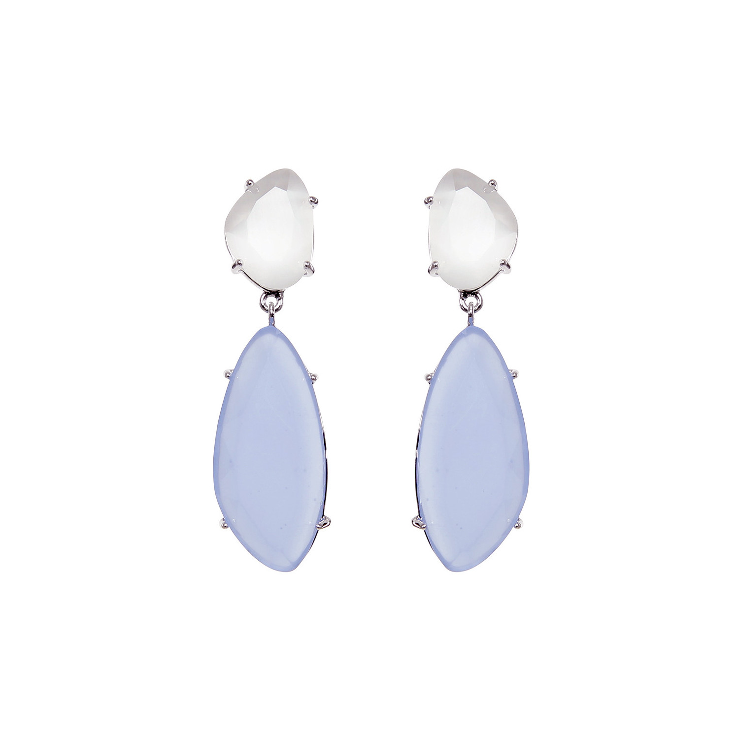 Starlight Silver Droplets Earrings with blue stone