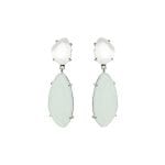 Starlight Silver Droplets Earrings with green stone