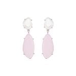Starlight Silver Droplets Earrings with pink stone