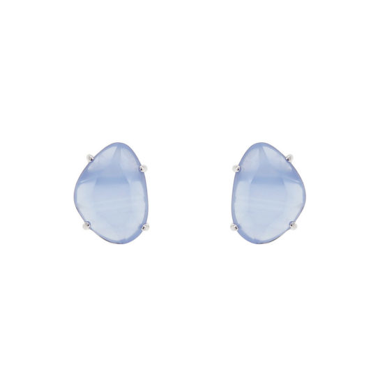 Classic silver stud earrings with blue stone