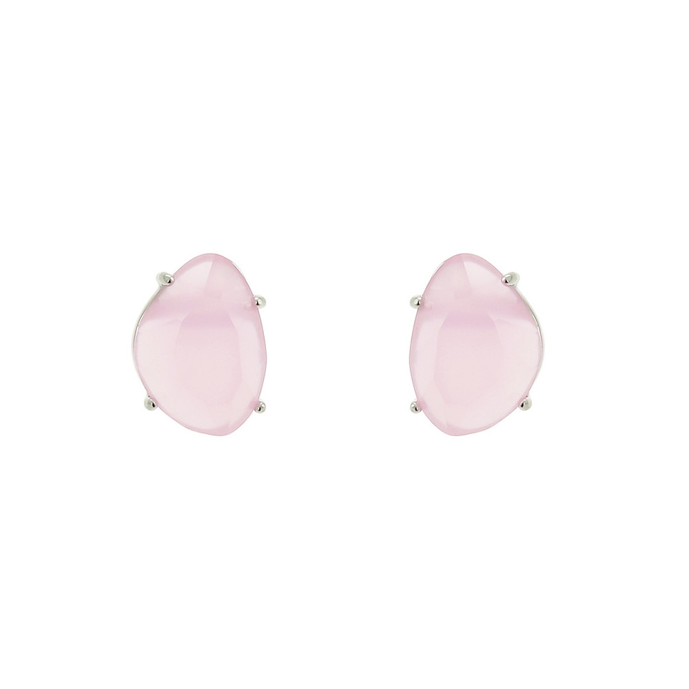 Klassiska örhängen i silver med rosa sten
