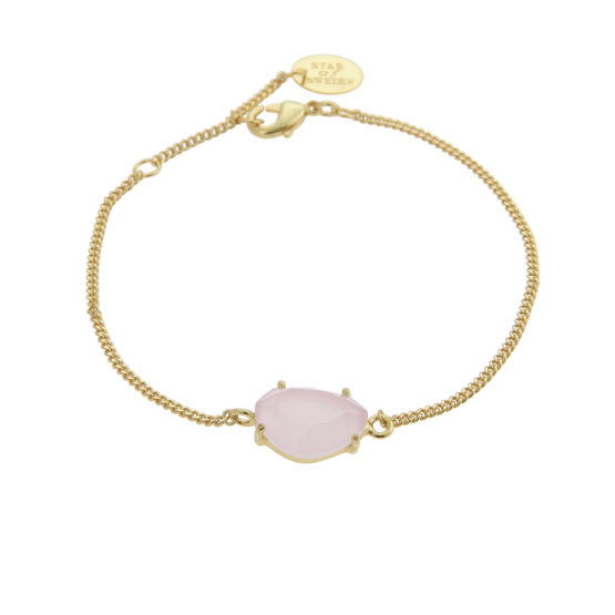Klassiskt armband i guld med rosa sten