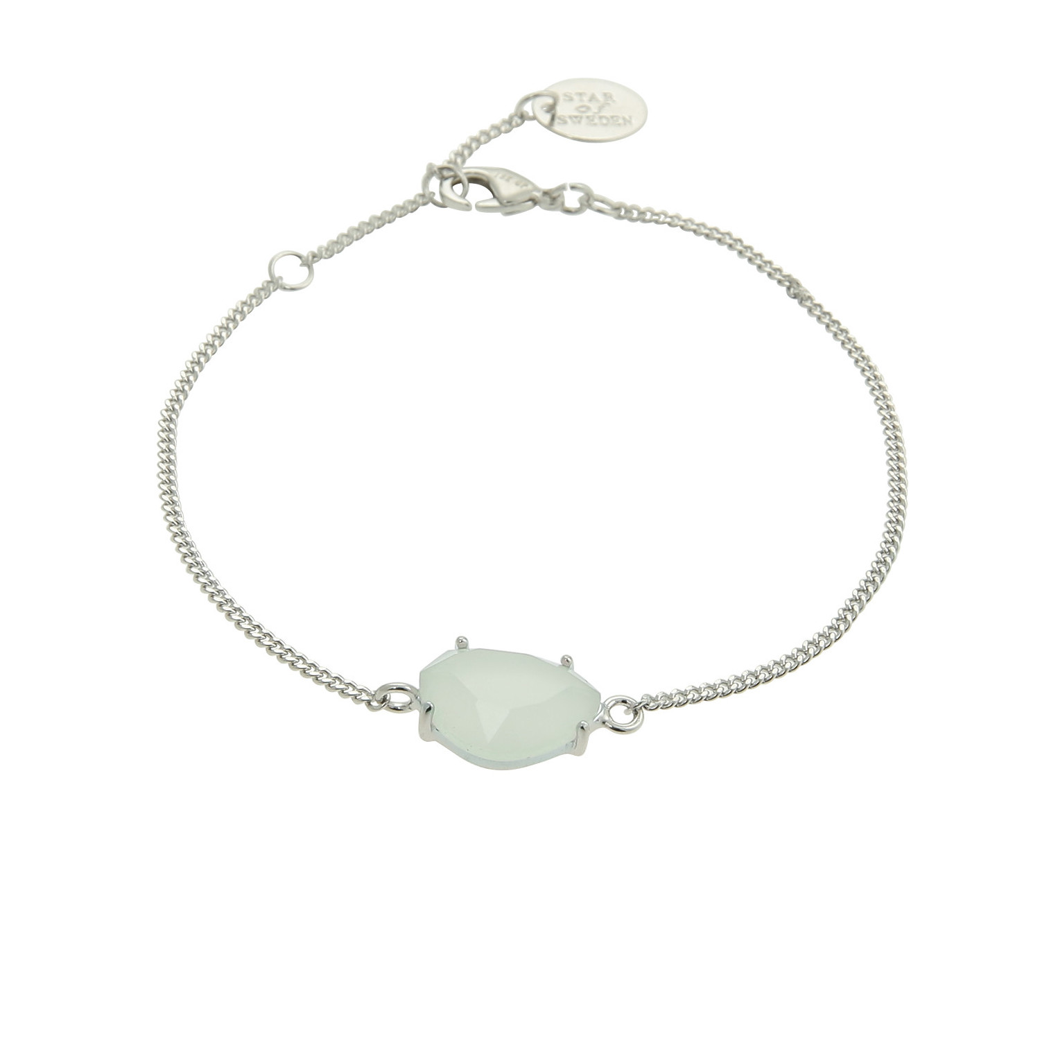 Silver bracelet with green stone