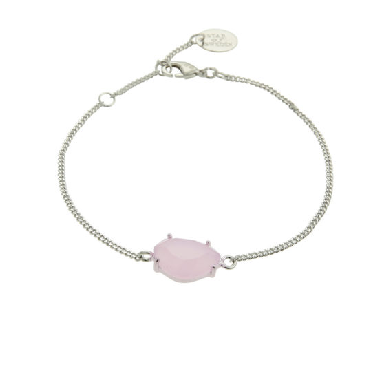 Silver bracelet with pink stone